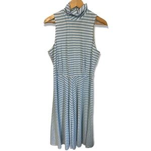 Vintage Alison Peters pretty stripe sleeveless dress with high neck